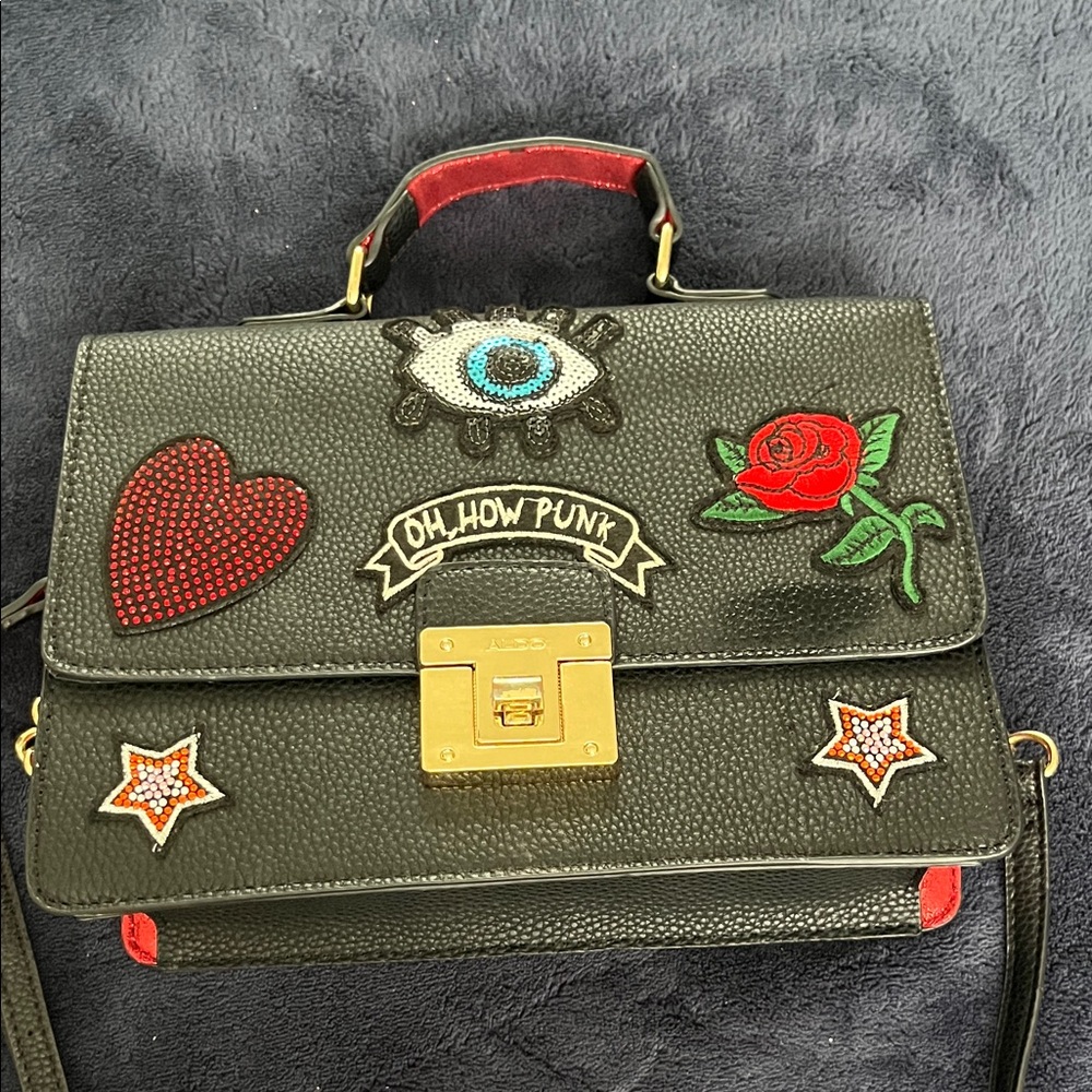 26# Aldo Rare Black Bag with Punk Embroidery